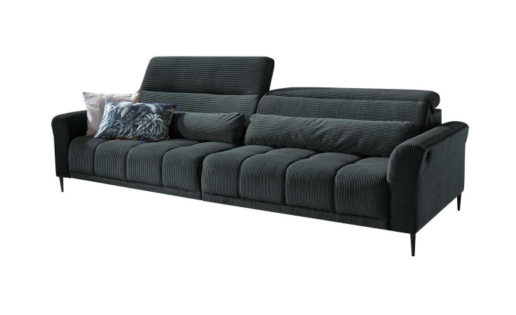 Komfort-Big Sofa Lilly mit einem Cordbezug in Anthrazit.