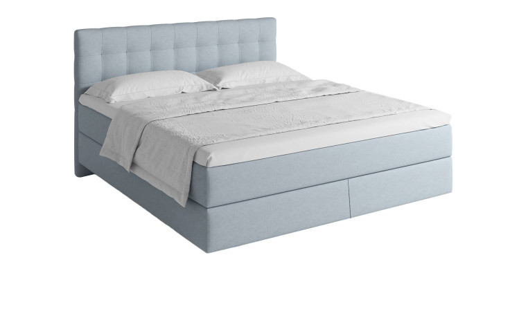 Basis-Boxspringbett Premium Evo in einem Stoffbezug in Sky - Hellblau.