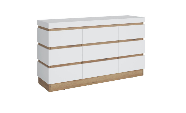 Sideboard Calvi in Alpinweiß mit Holzabsetzung