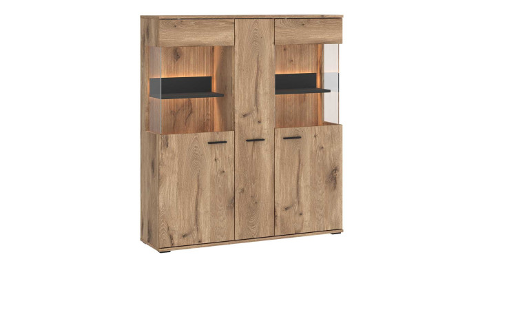 Higboard Pamela in der Farbe Viking Eiche mit Absetzungen in Anthrazit