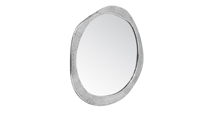Dekospiegel Lale mit einem Rahmen in silber aus Metall. Schräge Seitenansicht