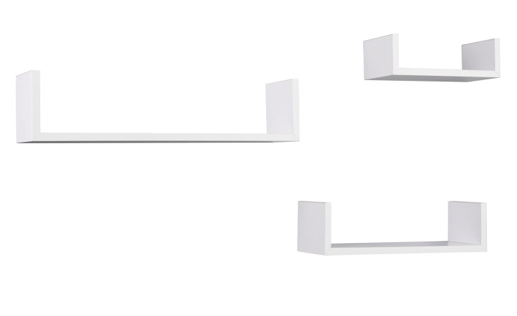 Wandregal 3er-Set Ava in Weiß aus Holzwerkstoff. Schräge Seitenansicht