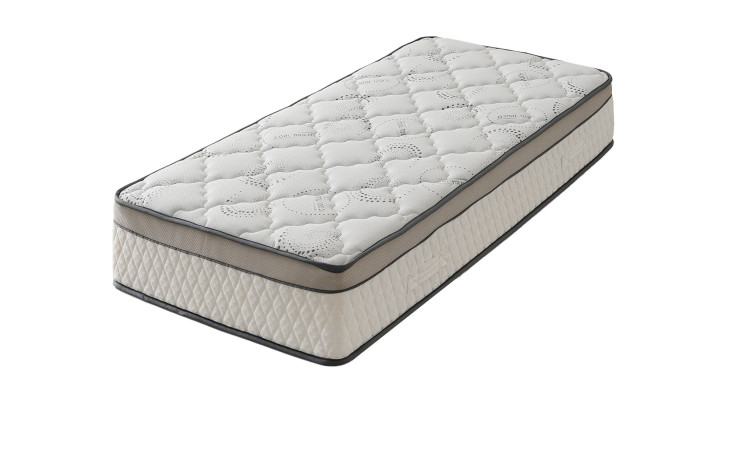 Federkernmatratze Easydream TFK 5300, 90 × 200 × 30 cm, weiß gesteppt, beige Seiten, dunkelgraue Keder.