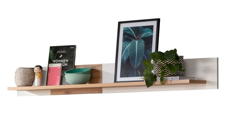 Wandboard LIV'IN Matera in weiß und Eiche Altholz-Dekor, mit Ablageboden