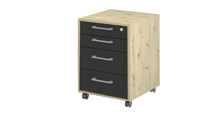 Rollcontainer vito Vary mit Korpus in Asteiche Nachbildung und Front in Anthrazit