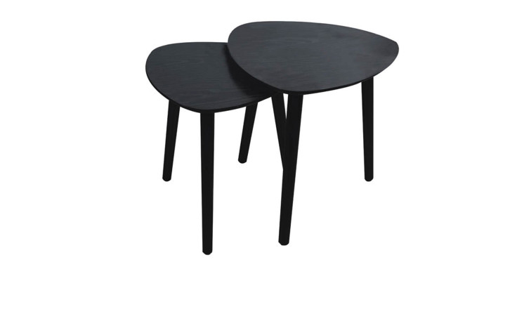 Beistelltisch-Set mit zwei unterschiedlich großen Tischen in schwarz