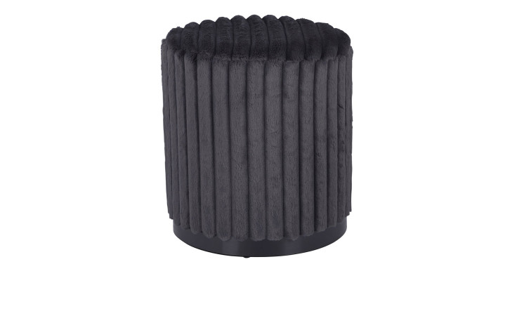 Hocker Lund mit Bezug aus grauem Fellstoff in Cord-Optik