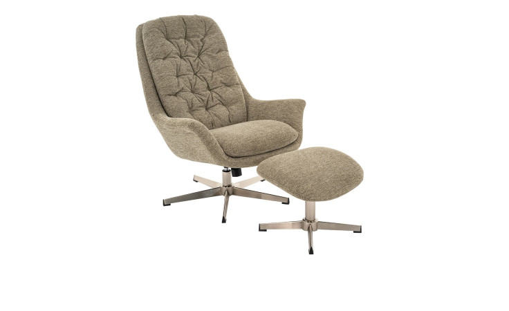 Relaxsessel Texel mit Hocker und Bezug aus grünem Stoff