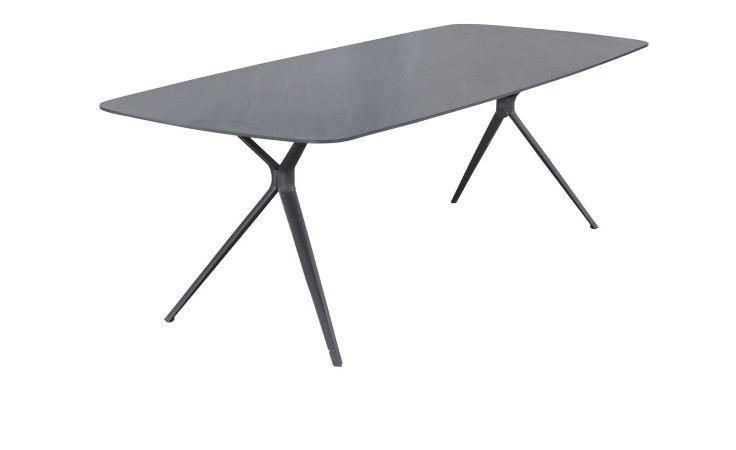 Gartentisch Cliff mit grauer Tischplatte aus Sinterstein und Gestell in Anthrazit aus Aluminium