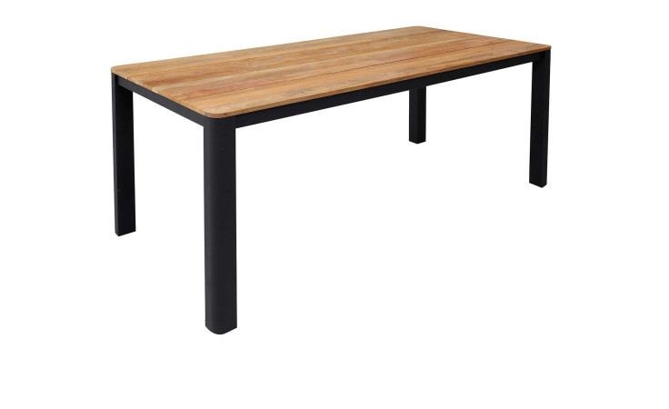Gartentisch Roma von outdoor mit Teakholz Tischplatte und Edelstahl-Gestell in schwarz