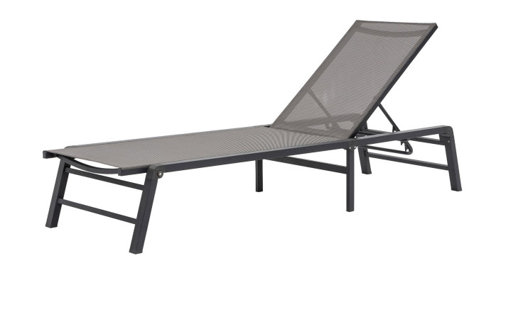 Gartenliege Almeria in Grau/Anthrazit mit verstellbarer Kopfstütze
