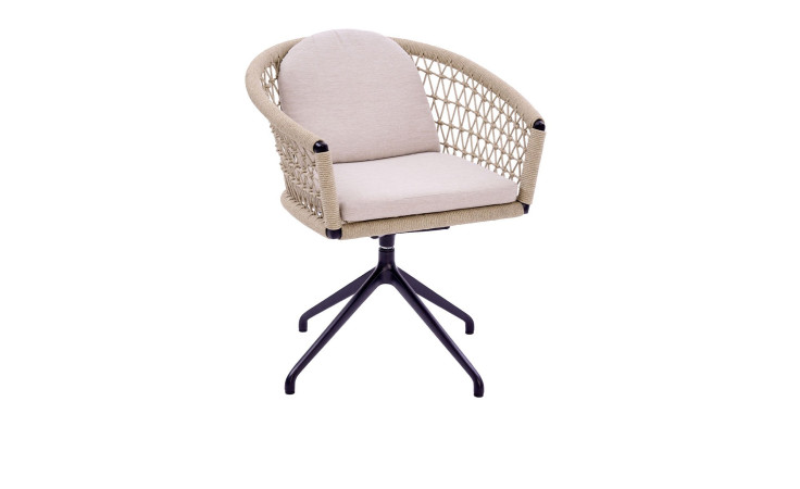 Gartenstuhl Riverton mit Seilbespannung in Grün und Alugestell in Beige