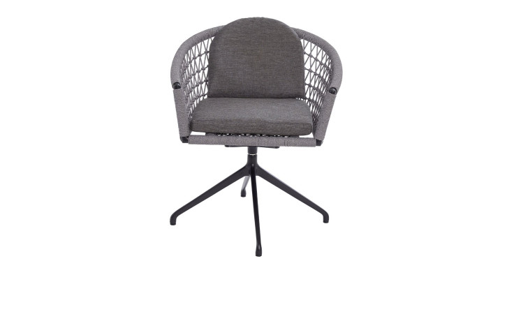 Gartenstuhl Riverton mit Seilbespannung in Grün und Alugestell in Grau