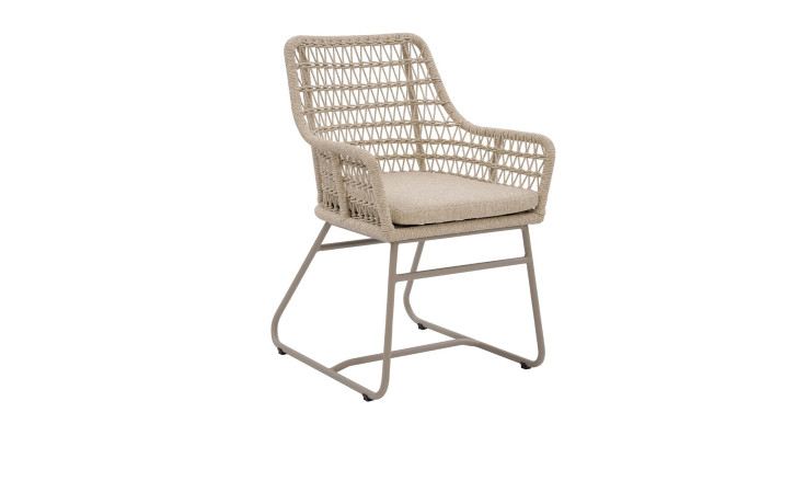 Gartenstuhl Brooklyn Verona mit Sand-farbenem Rope und beigem Aluminium-Gestell