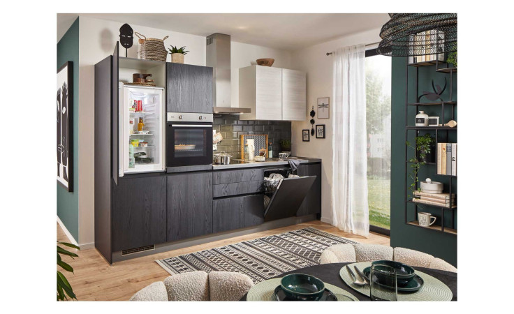 Express Küche, Plan, Esche schwarz / Eiche weiß