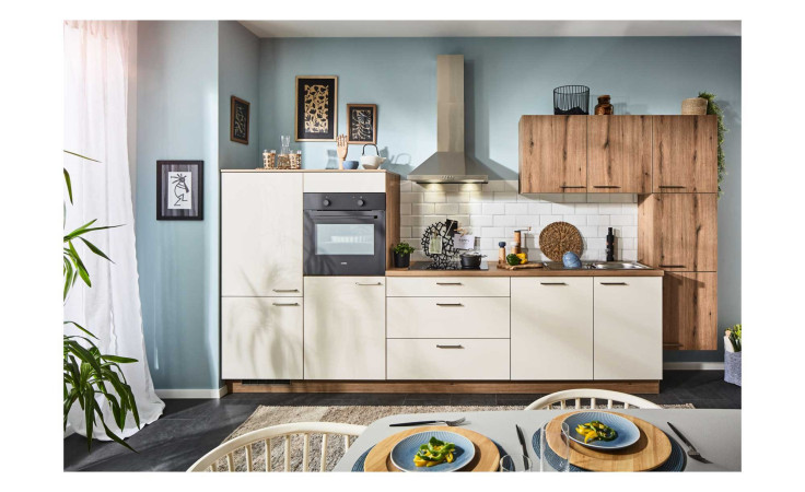 Express Küche, Star / Plan, Magnolia / Eiche astig