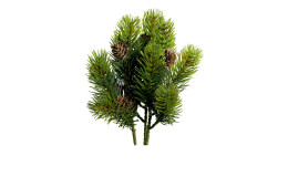 Tannenpick 28 cm aus Kunststoff in grün mit braunen Tannenzapfen.