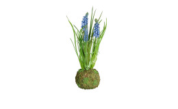 Muscari 23 cm mit blauen Blüten und grünen gräsern aus Kunststoff.