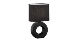Tischleuchte Ponti 31 cm in schwarz mit dunklem Lampenschirm.