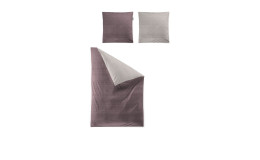 Mako-Satin Bettwäsche in der Größe 155 x 220 cm und in der Farbausführung Lila / grau