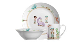 Kindergeschirr Dino 3tlg., in einer mehrfarbigen Farbausführung