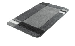 Kleine Wolke Badteppich Padova 70x120 cm in anthrazit, Synthetikfaser, geometrisches Bordürenmuster.