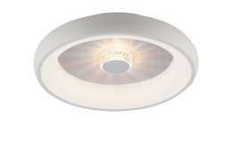 Minimalistische LED-Deckenleuchte Vertigo 46,5 cm in Weiß mit Metall-Details und zentralem Leuchtmittel.