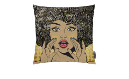 Kissenhüle Fame 45 x 45 cm mehrfarbig mit Gesicht.