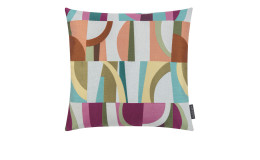 Kissenhülle Amana 45x45 cm mit geometrischem, bunt-abstraktem Muster aus weicher Synthetikfaser.