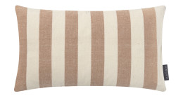 Kissenhülle Vito 30 x 50 cm: Rechteckig, vertikale beige/off-white Streifen, Naturfaser, MAGMA-Tag rechts.