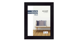 Bilderrahmen Oslo 18 x 24 cm mit einem schwarzen Holzrahmen und transparentem Glas.