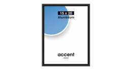 Bilderrahmen Accent 15 x 20 cm mit einem schwarz matten Aluminiumrahmen und transparentem Glas.