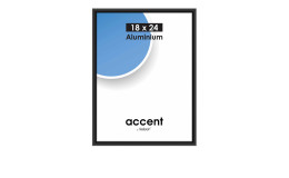 Bilderrahmen Accent 18 x 24 cm mit einem schwarz matten Alumiumrahmen und transparentem Glas.