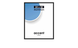 Bilderrahmen Accent 24 x 30 cm mit einem schwarzen Aluminiumrahmen und transparentem Glas.