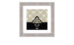 Bilderrahmen Vintage 30 x 30 cm in weiß / braun mit einem Holzrahmen und transparentem Glas.