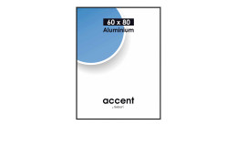 Bilderrahmen Accent 60 x 80 cm in schwarz mit einem Aluminiumrahmen und transparentem Glas.