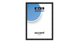 Bilderrahmen Largo 50 x 70 cm mit einem schwarzen Aluminiumrahmen und transparentem Glas.