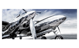 Glasbild Blue Sky 50 x 125 cm, Flugzeug