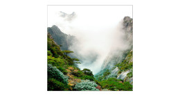 Glasbild Misty Valley 30 x 30 cm. Glasbild mit dem Thema - Natur.