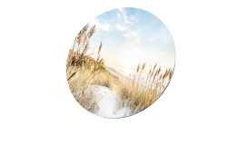 Glasbild Wilder Strand mit 20 cm Durchmesser. Glasbild mit dem Thema - Strand.