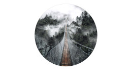 Glasbild Suspension Bridge mit 20 cm Durchmesser. Glasbild mit dem Thema - Brücke.