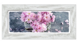 Rahmenbild Still Life with little Flowers 44 x 94 cm. Rahmenbild mit dem Thema - Blumen.