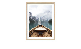 Rahmenbild Bootsfahrt auf Bergsee 33 x 43 cm