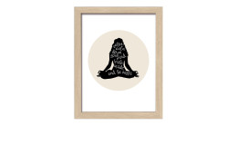 Pro-Art Rahmenbild Namaste 24x19cm: holzfarbenes MDF, Glas, meditierende Figur mit "Relax, calm down, smile inside".