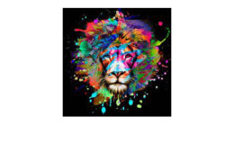 Alubild Colorful Lion Head 50 x 50 cm