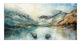 Handpainting Bergseeidylle 90 x 180 cm