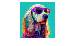 Leinwandbild Dog with Sunglasses 30 x 30 cm