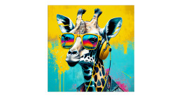 Leinwandbild Animals with Headphones 30 x 30 cm