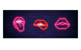 Leinwandbild Neon Lips 30 x 80 cm