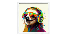 Rahmenbild Animals with Headphones 33 x 33 cm